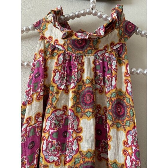 NWT Christian Siriano Womens Size S Pink Floral Sleeveless Blouse Ruffle Neck - Picture 2 of 6